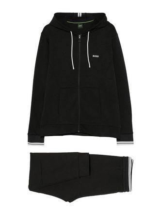 HUGO BOSS Black Zip-Up Hoodie In Cotton