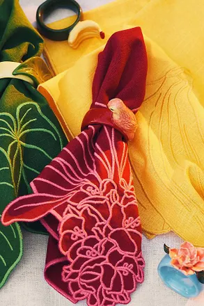 Farm Rio x Anthropologie Stoneware Boxed Napkin Rings, Set of 4