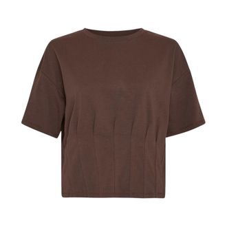 Moss Copenhagen MSCHKadance Tee - Dames - Tops - Bruin - Maat: XL Katoen
