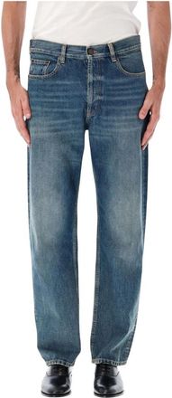 Saint Laurent Loose Straight Mid-Rise Jeans - Heren - Regular Fit Jeans - Blauw - W32 - Katoen - Jeans