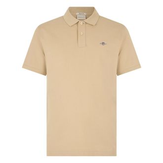 GANT Polo Shirts, male, Beige, Size: M Logo-embroidered Polo Shirt