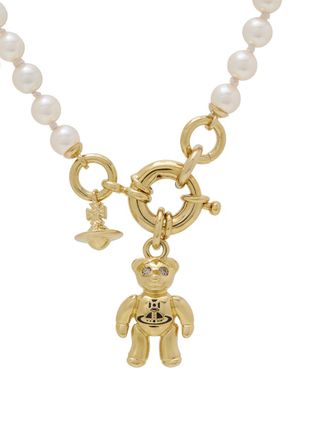 Vivienne Westwood Ruby Teddy Faux Pearl Necklace - Gold - One Size
