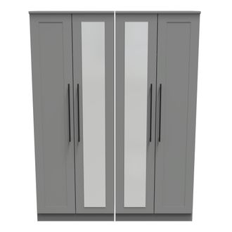 Welcome Furniture Harrow Ready Assembled Tall 4 Door 2 Centre Mirrors in Dusk Grey - Welcome Furniture | TJ Hughes