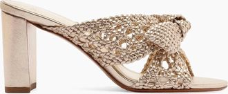 Alexandre Birman Womens Belinda 75Mm Woven Leather Mules In Gold