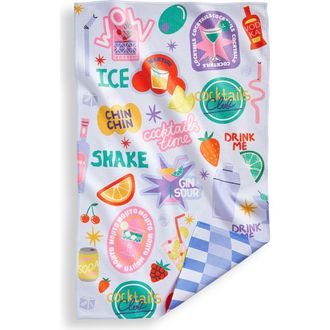Tag Super Absorbent Kitchen Towel Cocktail Stickers Dishtowels Multi 80% Recycled Polyester 18x30 in in Purple at Nordstrom