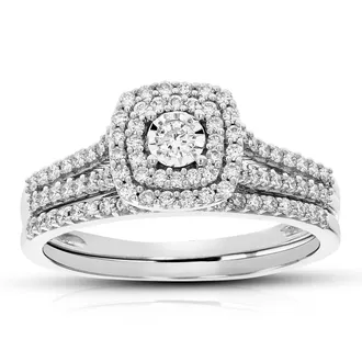 Vir Jewels 1/2 cttw Lab Grown Diamond Wedding Bridal Set in Sterling Silver For Women