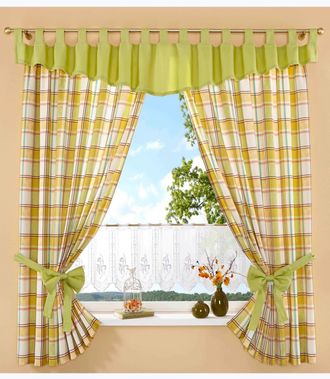 STICKEREIEN PLAUEN Vorhang »Dolche« Kräuselband 2 Stk. tlg. Karo