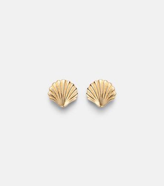 Stone and Strand Scallop Shell 14kt gold earrings