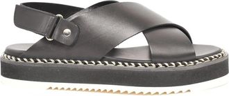 AGL Zwarte platte sandalen Marta Nero - Dames - Sandalen - Zwart - 40 EU - Leer - Schoenen