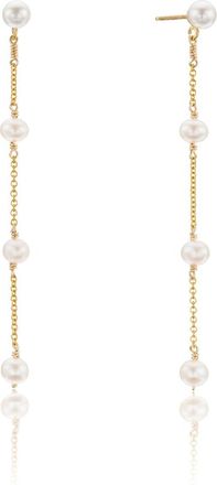 Lily & Roo Gold Four Pearl Drop Earrings