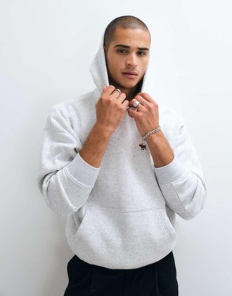 Abercrombie & Fitch felpa con cappuccio da infilare in grigio chiaro