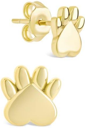 Sterling Forever Paw Print Stud Earrings in Gold at Nordstrom Rack