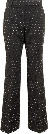 Michael Kors Crystal Embellished Stretch Crepe Bootcut Broek - Dames - Wijde Broeken - Zwart - S - Polyester - Broeken