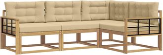vidaXL Conjunto De Sof&aacute;s De Exterior 3 Uds. Y Beige Poli&eacute;ster Vidaxl
