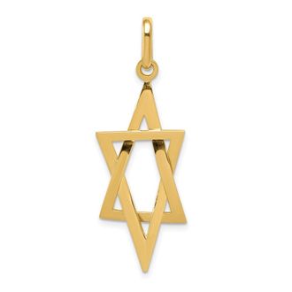 Diamond2Deal 14k Yellow Gold Elongated Star of David Pendant