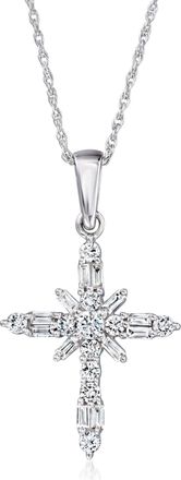 Ross-Simons Lab-Grown Diamond Cross Pendant Necklace in Sterling Silver