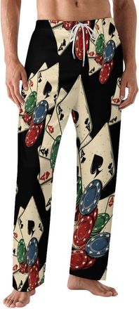 Generic Chips with Poker Cards Mens Pajama Pants Casual Lounge Pants Pjs Bottoms Sleepwear Trousers Lightweight Sleep Pants