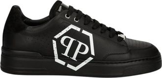Philipp Plein Lo-Top Hexagon - Heren - Sneakers - Zwart - 45 EU - Leer - Schoenen