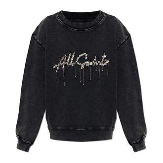 AllSaints Chains Pippa Embellished Sweatshirt - Dames - Sweatshirts - Zwart - XS - Katoen - Hoodies & sweatvesten