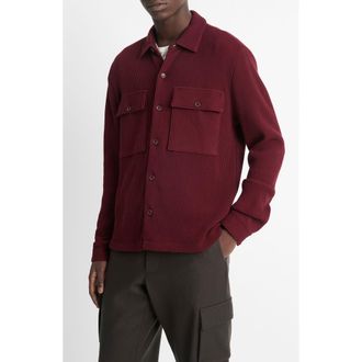 Vince Chunky Waffle Stitch Button-Up Shirt in Dark Malbec at Nordstrom Rack, Size Xx-Large