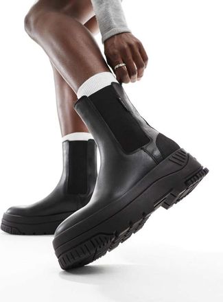 Tommy Jeans Womens urban flatform chelsea boots in black - Size EU 41