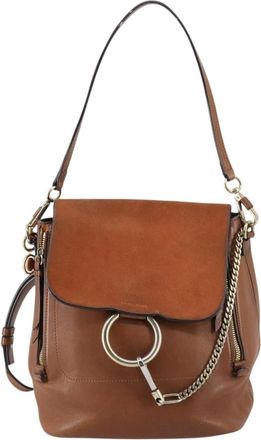 Chlo&eacute; Faye Backpack Leather And Suede Brown Suede Backpack Bag (Pre-Owned)