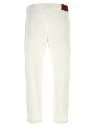 Brunello Cucinelli Mens White Cotton Cropped Jeans Clothing