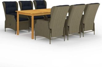 vidaXL Juego De Comedor Para Jard&iacute;n 7 Piezas Marr&oacute;n Vidaxl