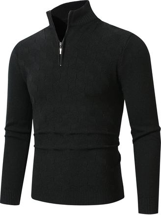 Generic Merino Wool Jumpers for Men UK Ribbed Pullover Fleece Lined Sweatshirt Smart Casual Merino Wool Sweaters Sports Leisure Workwear Lightweight Jumpers T