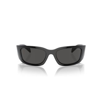 Prada Black 0pr A19s Rectangular Faceted Sunglasses