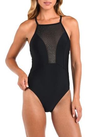L'agence Belle Shine One-Piece Swimsuit in Black at Nordstrom Rack, Size Large