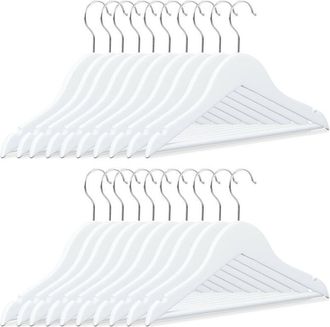 Relaxdays Grucce per Bambini, Set 10 Stampelle con Ganci Girevoli a 360&deg; Gradi, Legno h x l x p: 18 x 30,5 x 0,5 cm Bianco - Relaxdays