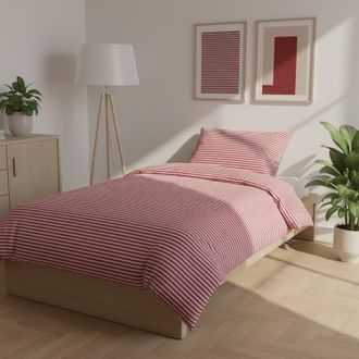 KASANOVA Parure copripiumino singolo righe rosso Young