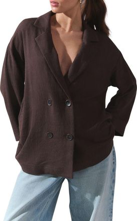 Next Textured Relaxed Fit Double Breasted Blazer in Brown at Nordstrom, Size 10 Us