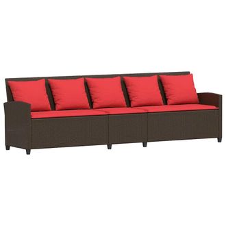vidaXL Vidaxl - Divano Da Giardino A 5 Posti Con Cuscini In Polyrattan Marrone