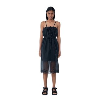 Cecilie Bahnsen Midi Dresses, female, Black, Size: S Sheer Overlay Midi Dress