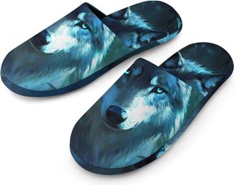 Generic Ethereal Wolf Mens House Slippers Slip Indoor Slipper On Shoes Warm Outdoor