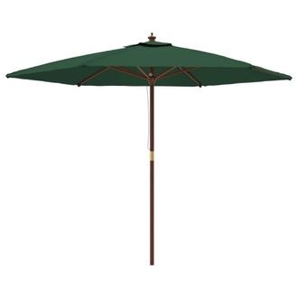 Berkfield Home Garden Parasol with Wooden Pole Green 299x240 cm