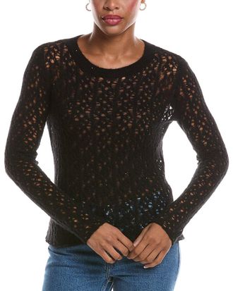 Autumn Cashmere Open Pointelle Crewneck Cashmere Sweater
