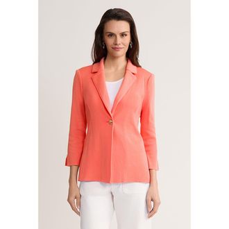 Ming Wang Tailored Single-Button Knit Jacket in Plumeria at Nordstrom, Size X-Large