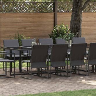 vidaXL Set da Pranzo per Giardino 15 pcs Nero Acciaio - Vidaxl
