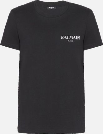 Balmain Mens Slim Vintage Logo T-Shirt Black - Size: 40