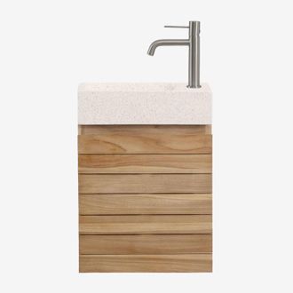 Sklum Sklum - Conjunto De Mueble De Ba&ntilde;o En Madera De Teca Con Lavabo Integrado En Cemento Napier