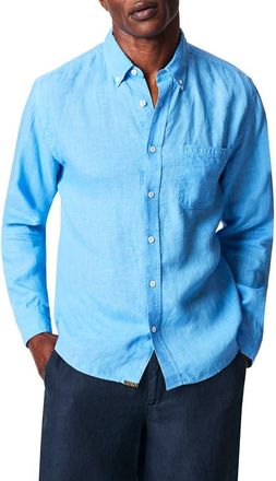 Billy Reid Tuscumbia Standard Fit Linen Button-Down Shirt in French Blue at Nordstrom, Size Xx-Large