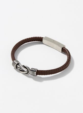 Le 31 Mens Metallic knot braided leather bracelet