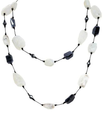 Margo Morrison Silver Coated Black Spinel, Moonstone, Hematite Necklace