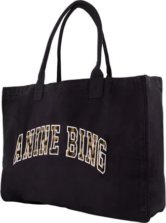 Anine Bing Womens Leo Shopper Bag - Anine Bing Cotton Black Totes-Shopping-Bags
