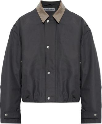 Acne Studios Bomberjack met leren kraag - Heren - Jassen - Grijs - Maat: XL Katoen