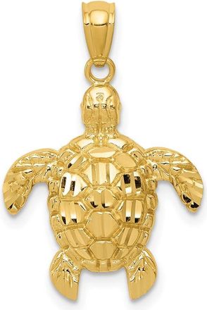 Diamond2Deal 14k Yellow Gold Diamond-cut Polished Sea Turtle Pendant