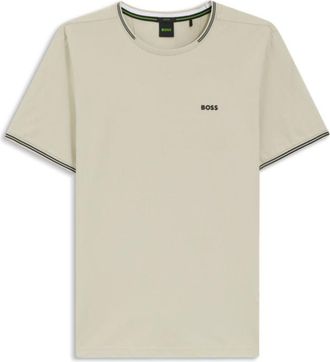 BOSS Stretch-cotton T-shirt with stripes and logo